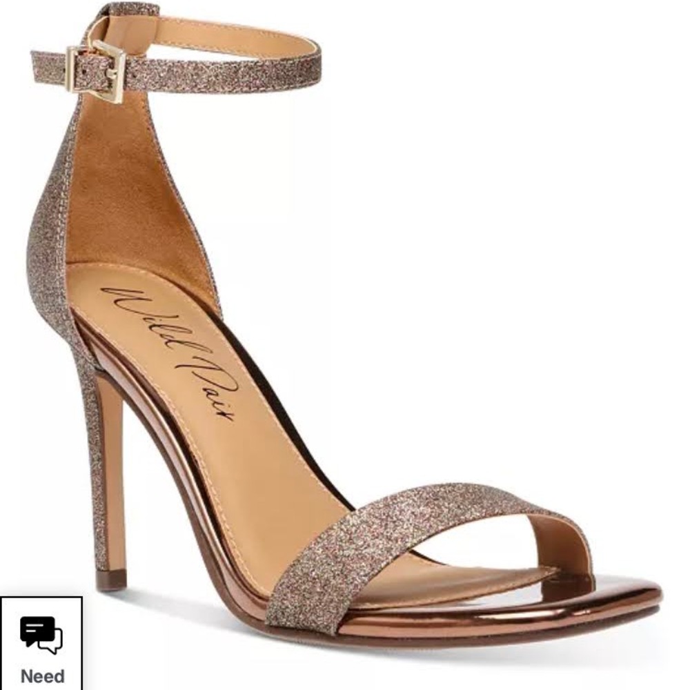 Bronze Glitter Dress Sandal Heels
